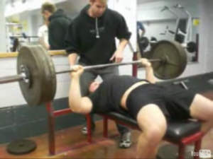 Jason Crowley - benching 327 pounds.